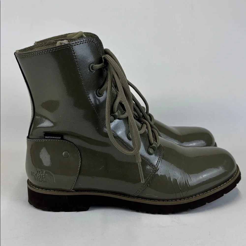 THE NORTH FACE Ballard Patent Leather Women's Green Waterproof Boots Size 7